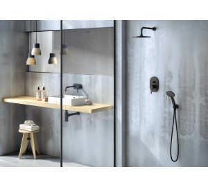 Monomando de lavabo empotrado caño 16cm Negro Oslo Black