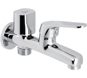 Grifo doble combinable a 1/2" - 3/4" y aireador Cromado Ge2