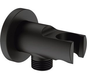 Soporte de ducha cilindrico con toma 1/2" Negro Kloe