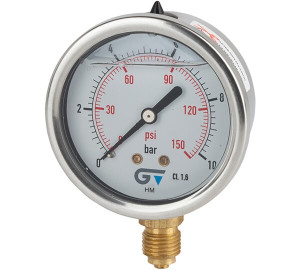 Manómetro Ø 63 con glicerina, salida inferior, rosca BSP 1/4"