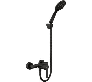 Monomando de ducha con kit Negro Oslo