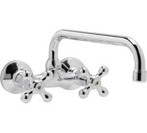 Grifo de cocina mural 11 cm caño tubo alto 24 cm Cromado New Regent
