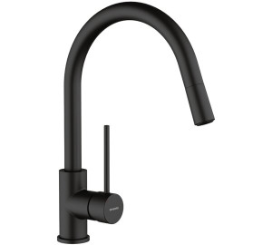 Grifo de cocina monomando caño extraible Negro Tau