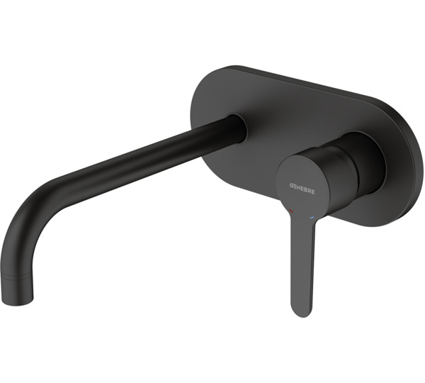 Monomando de lavabo empotrado caño 22 cm Negro Oslo