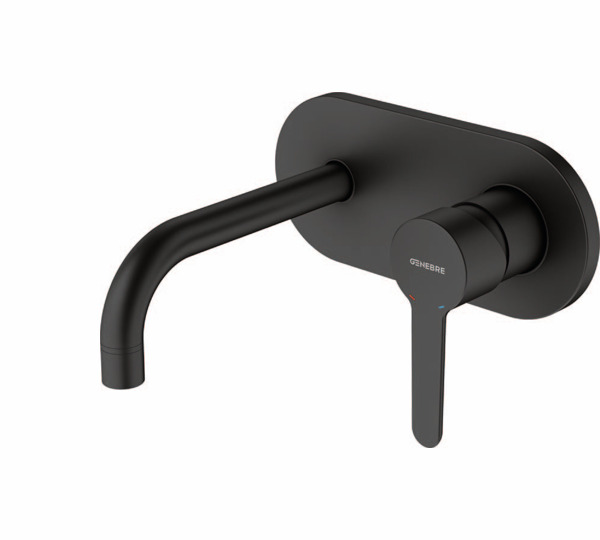Monomando de lavabo empotrado caño 16 cm Negro Oslo