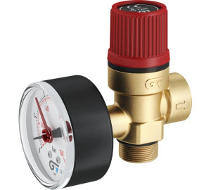 Válvula de seguridad con conexión y manometro 3 bar